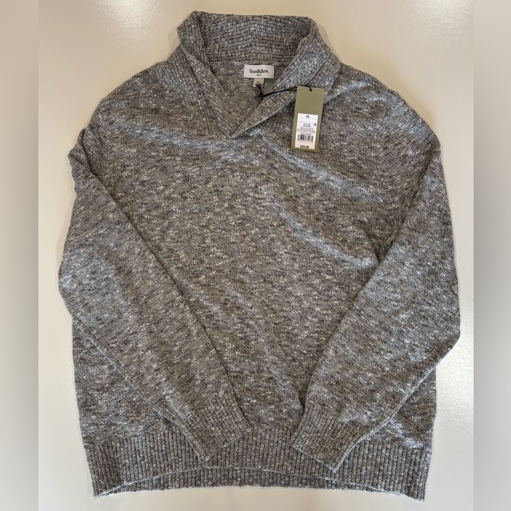 Goodfellow & Co Men's Charcoal Heather V-Neck/Cowl-Neck Sweater